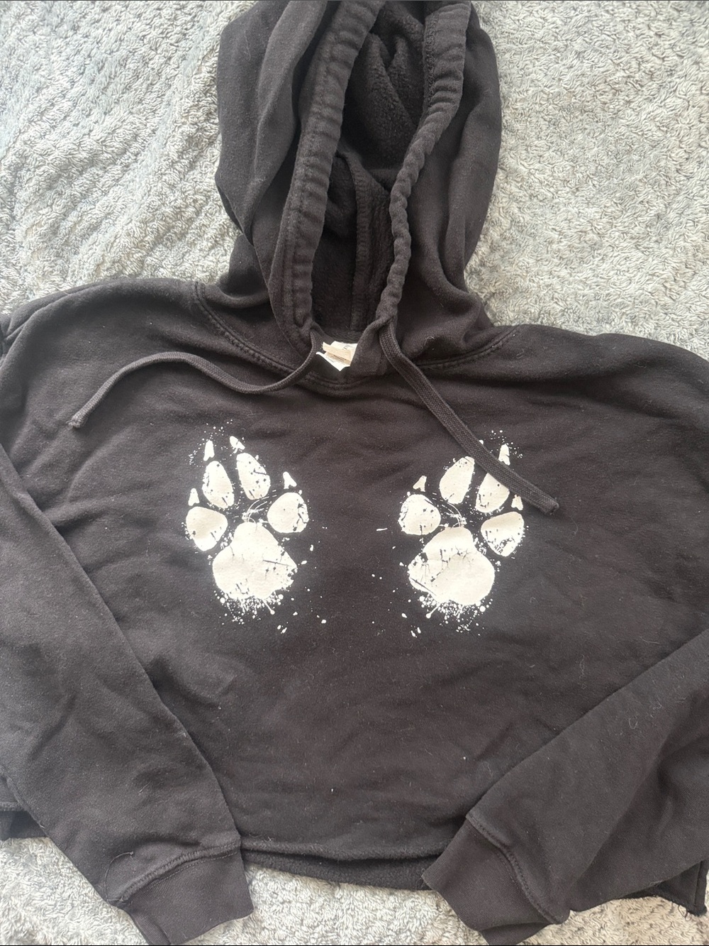 Black Paw-Print Hoodie Sweatshirt - Women